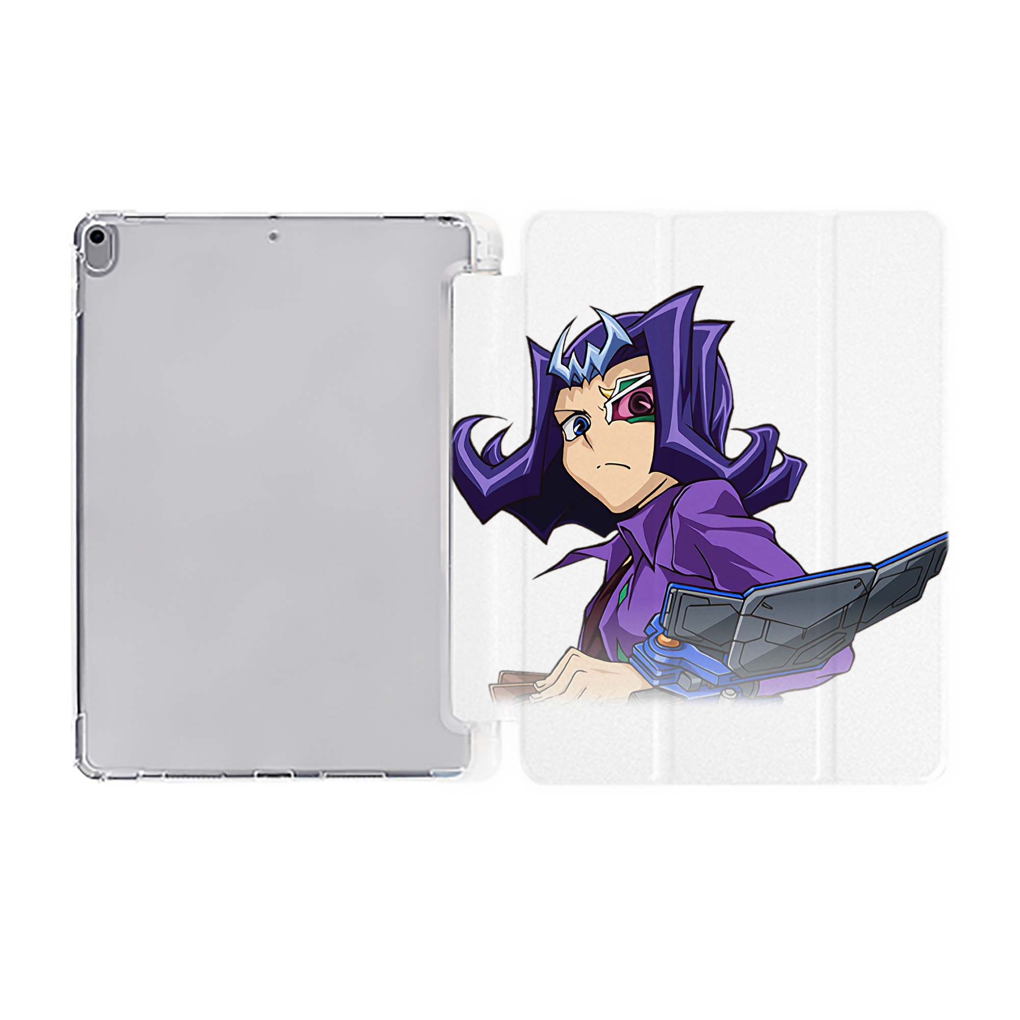 （画像用） 遊☆戯☆王 Yu-Gi-Oh! IPad ケース ペン収納付き 三つ折りスタンド PUレザー×シリコン 対応機種9.5/10.5/10.9インチ